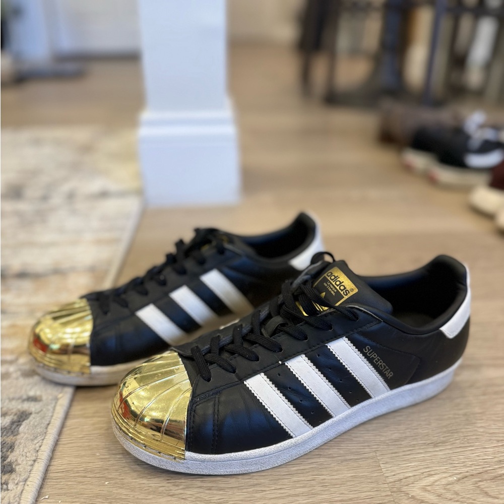 Adidas Women's Superstar Black Gold Sneakers